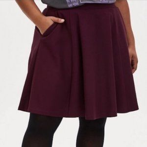 Torrid Burgundy Premium Ponte Skater Skirt